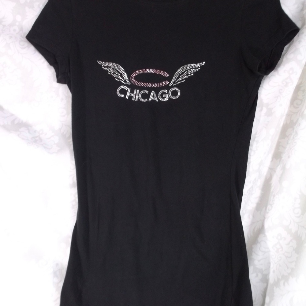 “Chicago”sparkle graphic T-Shirt S